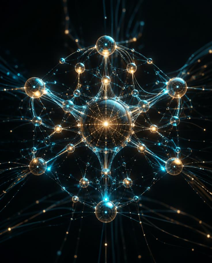 Glowing neural network AI core