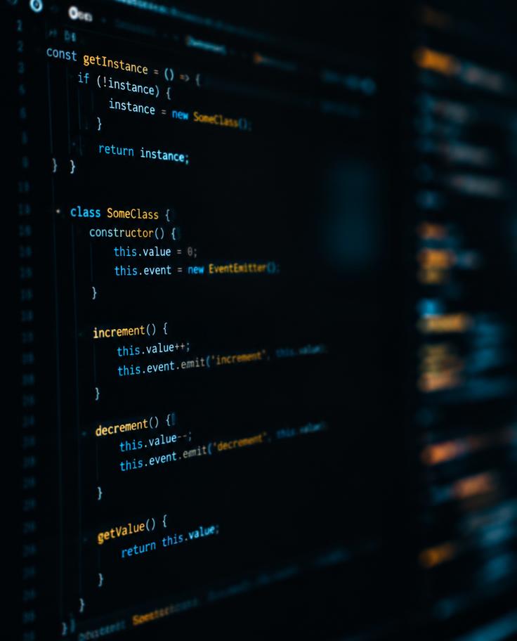 Code editor with glowing syntax